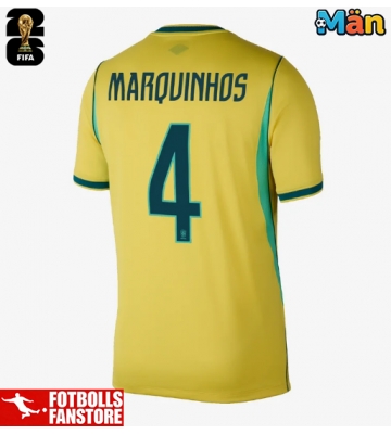 Brasilien Marquinhos #4 Hemmatröja VM 2026 Kortärmad